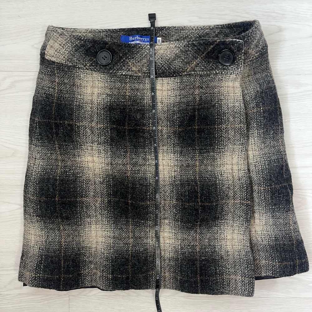 Wool Burberry Black & Cream Plaid A-Line Skirt size XS